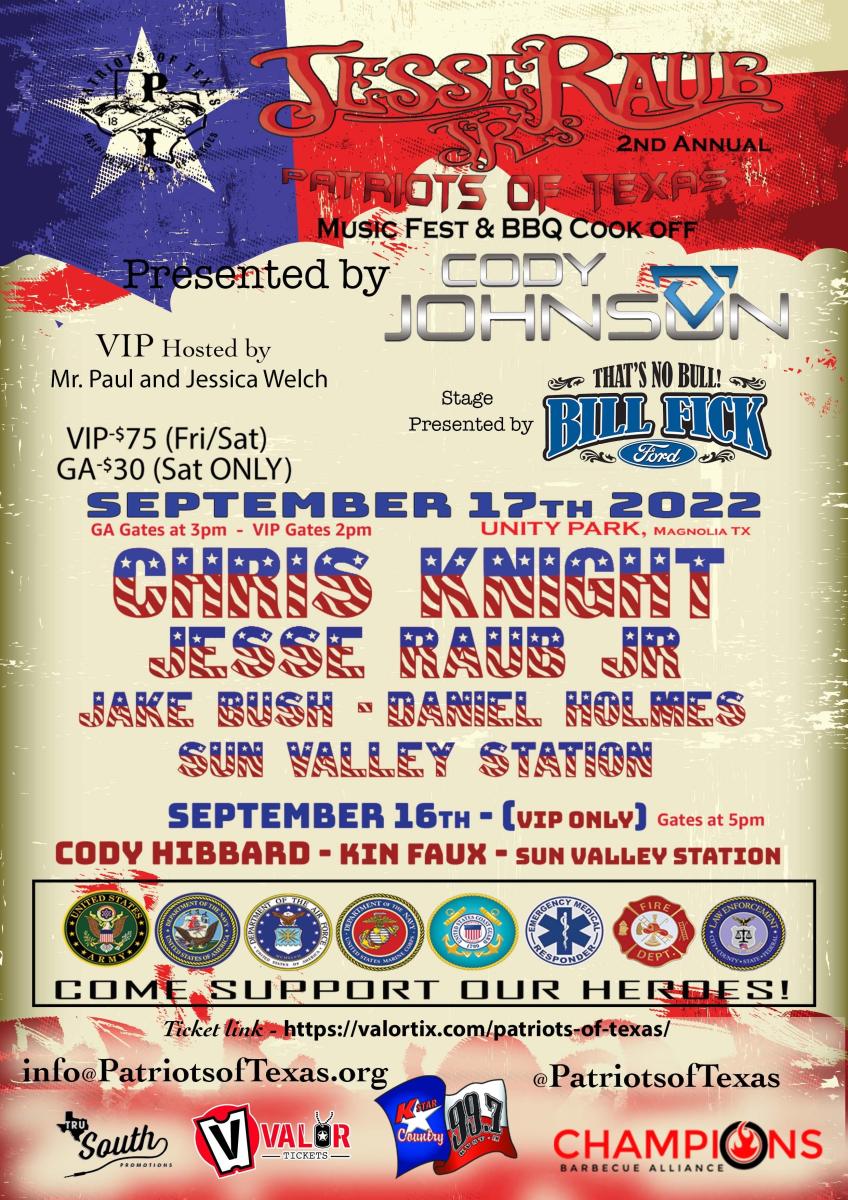 Patriots of TX event flyer
